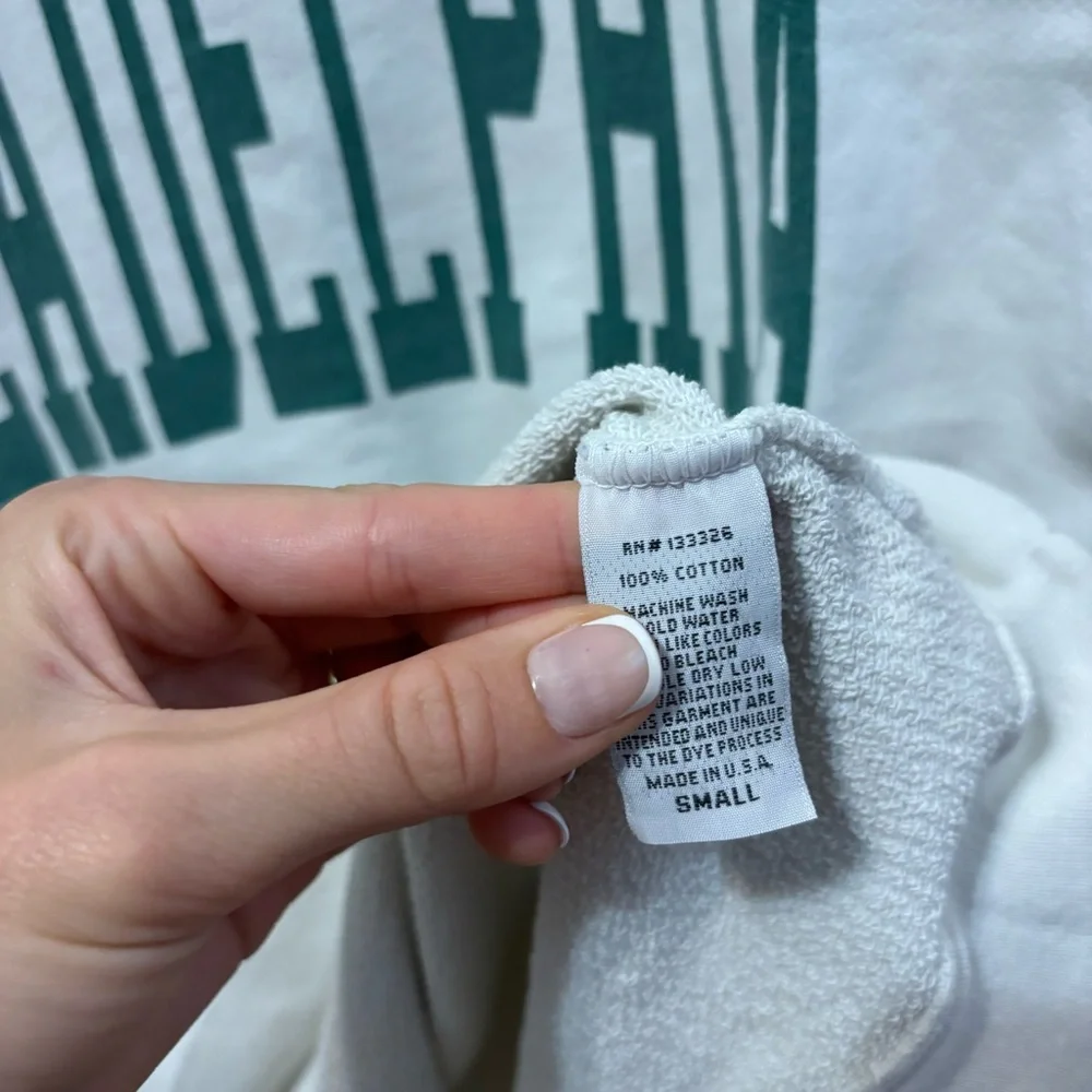 Women's Cream Sweatshirt with Green Print - Picture 4 of 6